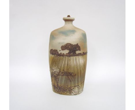 A Tremaen ceramic lamp base by Peter Ellery with "Ploughed Field" design, 1960/70's, 42.5cm high 