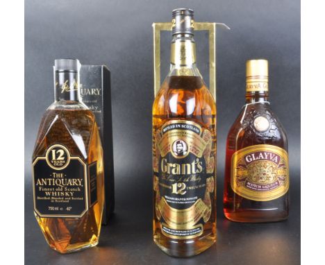 Grants Scotch Whisky - A single boxed bottle of Grant's 12 Year Old De Luxe Scotch Whisky. 1L 43 degree GL. Label and seal go