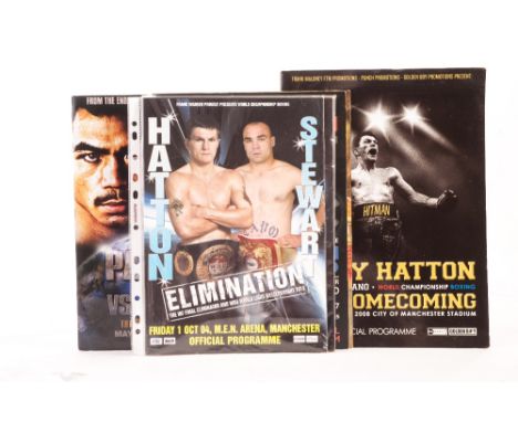 Boxing Programmes,  a collection of 7 official programmes for Championships fights involving Ricki Hatton, including Eliminat