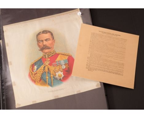 Tobacco silk, Anon, Great War Leaders, pillow top silk showing The Late Rt. Hon. Earl Kitchener, P.C.K.P., with biography boa