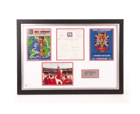 Football, World Cup 1966, a framed and glazed montage relating to the World Cup Final 1966, to include programmes, photograph