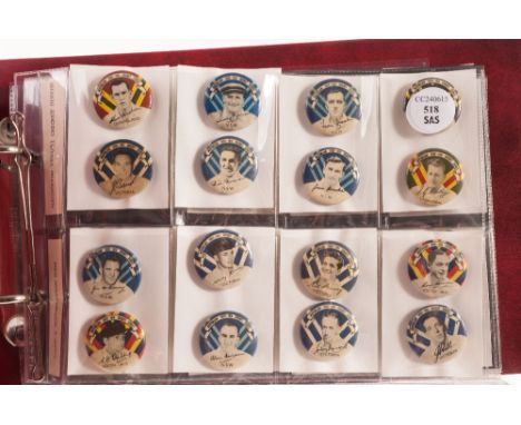 Trade issues, Argus & Australasian Post, Australian Cricket Series 1950/51, (set 36 button badges) with portrait images of Cr