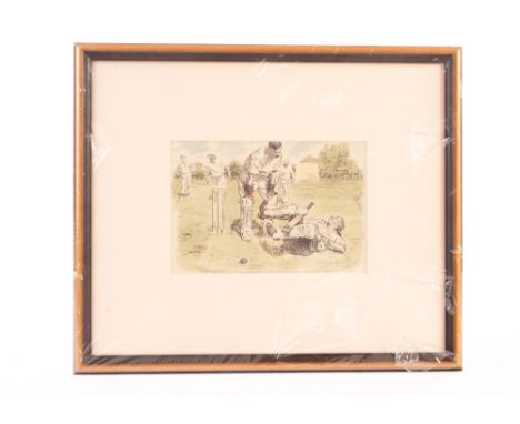 Cricket, set of four framed and glazed Comical Cricket Cartoons (1921, 1927,1928, 1931) marked to reverse ' Guaranteed Print 