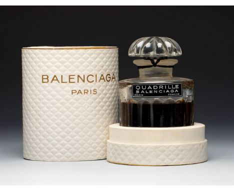"Quadrille", perfume by BALENCIAGA.  France, ca. 1960.Glass bottle.Provenance: Spanish private collection, formed between 197