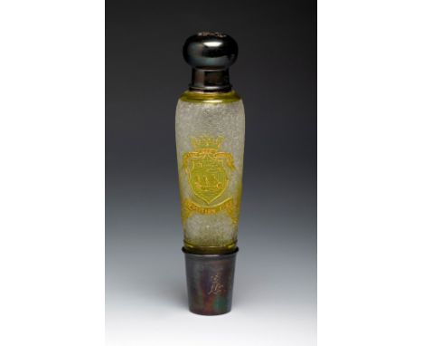 Art Nouveau Perfumer. Paris, France 1900.Moulded glass, acid-etched. Silver.Provenance: Spanish private collection, formed be