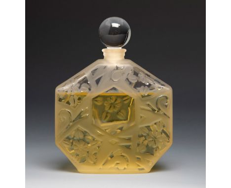 JEAN CHARLES BROSSEAU (France, first half of the 20th century).Perfume bottle "Ombre Rose", 1980s.Moulded glass.Signed on the