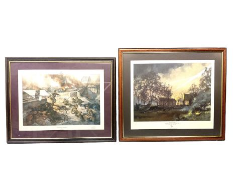 After Alan Fernley, colour print 'The Bridge at Arnhem', signed on the mount, 37 x 50cm; and after John Sellars, colour print