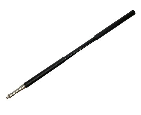 'The Metropolitan' Police ebonised and black leather swagger stick, with combined whistle, 60cm