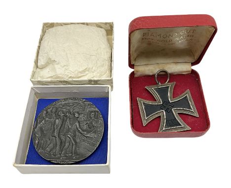 WW2 German 1939 Iron Cross 2nd Class by S. Jablonski G.m.b.H. Posen, ribbon ring stamped '128'; and sinking of the SS Lusitan