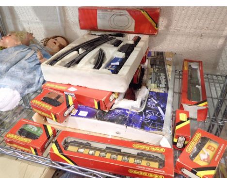 Tray of mixed Hornby model railway items rolling stock Princess Elizabeth steam engine track etc 