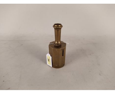 A vintage unmarked brass compass, possibly nautical use, 6 1/2" long