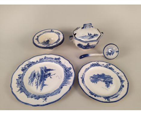 A selection of Royal Doulton 'Norfolk pattern' tablewares including meat plates, small tureen with cover and ladle, grapefrui