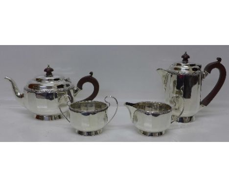 A four piece silver tea service, Birmingham 1929, weight 978g