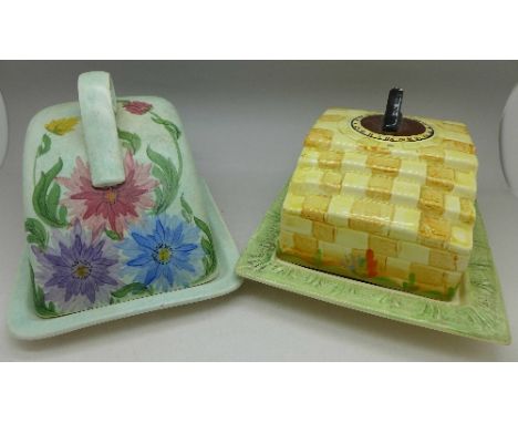 Two butter dishes, E. Radford and sundial