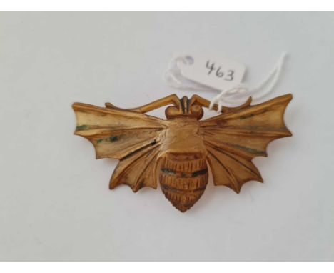 A antique Edwardian horn moth brooch signed R Lucas 