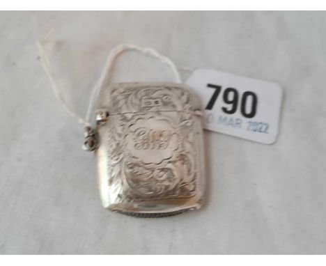 Vesta case engraved with scrolls Birmingham 1921 By R B S