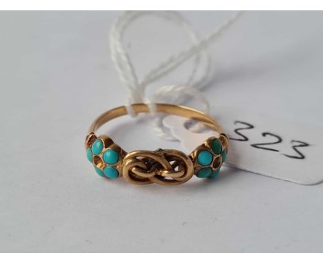 A fancy gold and turquoise ring size K 2g inc