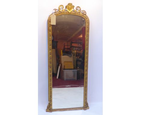 A 19th century marble top gilt wood console table and mirror in the Rococo taste (a.f) H 233 x W 64cm 