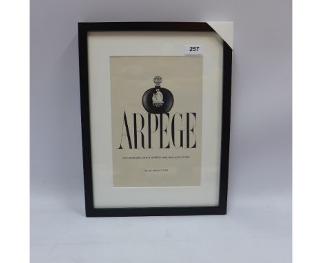 An original vintage advert for 'Arpege' 1958, framed and glazed, 29 x 20cm 