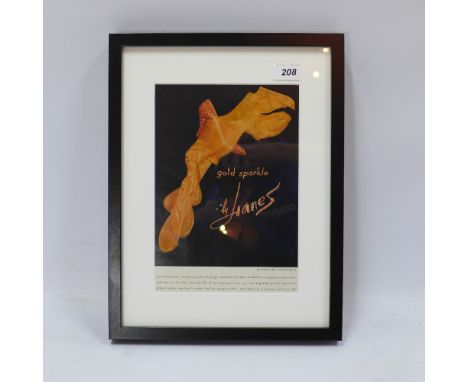 A vintage advert for Dupont Nylon stockings and Herbert Levine shoes, 1950's 'gold sparkle' framed and glazed , 29 x 20cm