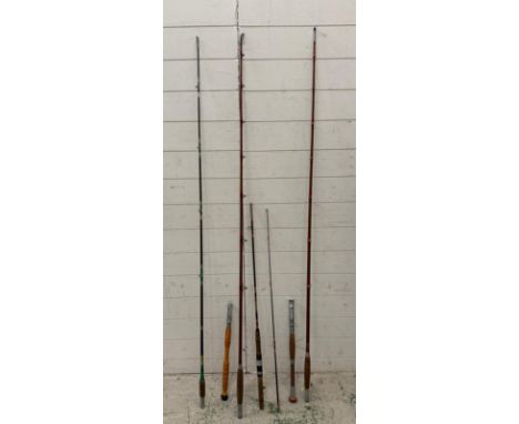 Four vintage fishing rods various lengths to include two Hardy Bros 