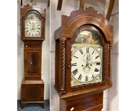 MAHOGANY INLAID GRANDFATHER CLOCK