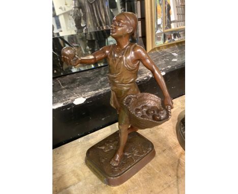  BRONZE FIGURE OF EASTERN FRUIT SELLER BY JEAN DIDIER DEBUT 1824 - 1893 - SIGNED WITH FOUNDRY MARK DATED 1889 31CMS (H) 