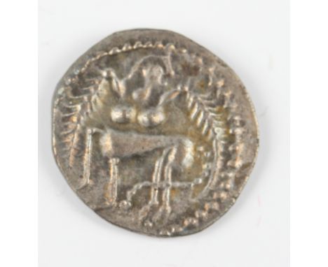 An early Anglo-Saxon period sceatta, secondary phase, series S, obverse with female centaur left, reverse with wolf-head whor