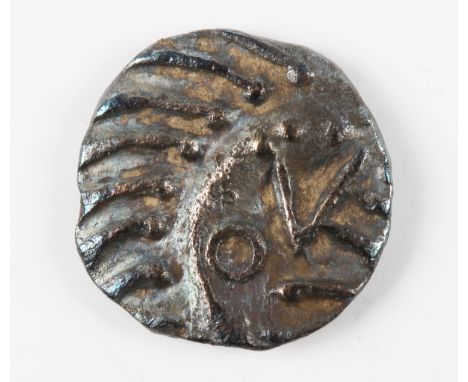 An early Anglo-Saxon period sceatta, primary phase, series E, VICO type, obverse with porcupine triangle and annulet symbols 