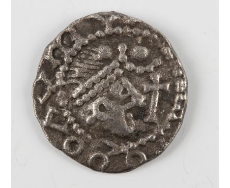 An early Anglo-Saxon period sceatta, primary phase, series B, obverse with diademed bust facing right, cross and pellet circu