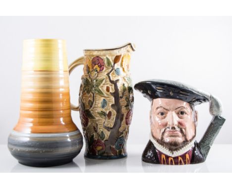 Doulton character jug, "Henry VIII", series ware, Woods "Indian Tree", Midwinter pottery, Shelley vase, etc (1 box)