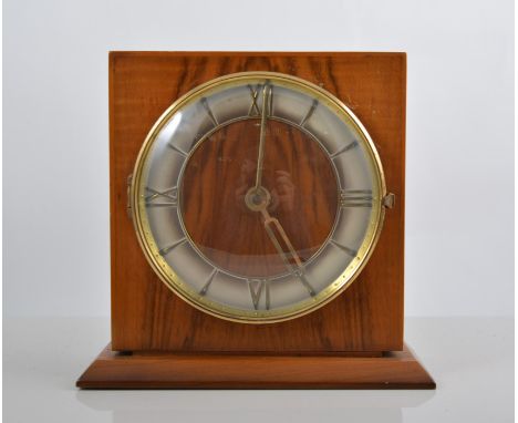 Light oak mantel clock, by Bentima, movement striking on gongs, width 29cm and two other mantel  clocks, (3).
