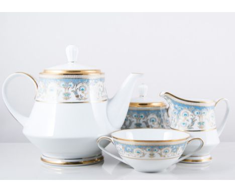 Noritake Japan part tea and dinner service, decorated with floral and scrolled band, (58 pieces).