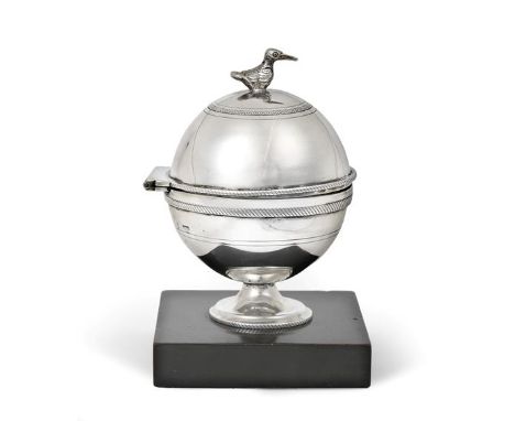 A Spanish Silver Inkwell, Maker's Mark 'Vega', Possibly for Diego de La Vega, Cordoba, First Quarter 19th Century, globular a
