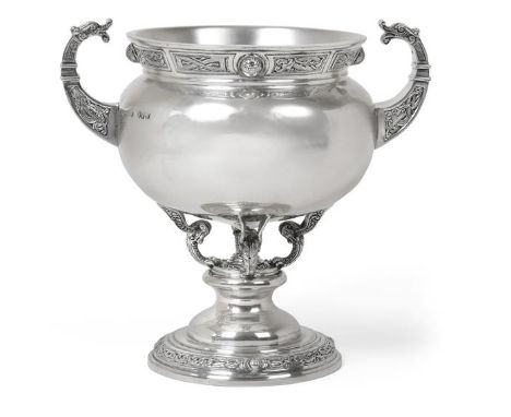 An Irish Silver Cup, by Alwright and Marshall Ltd., Dublin, 1938, with a globular bowl, on spreading foot with openwork stem,