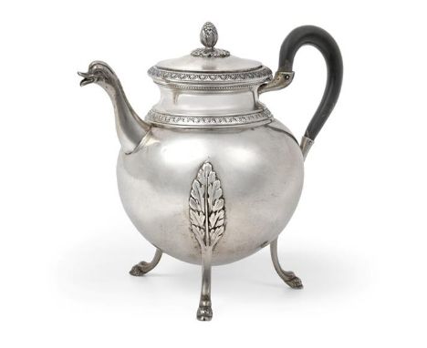 A German Silver Teapot, by J. D. Schleissner &amp; Söhne, Hanau, First Quarter 20th Century, in the French Empire style, glob