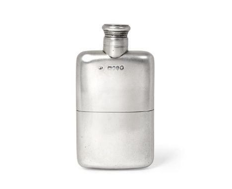 A Victorian Silver Hip Flask, by William Summers, London, 1880, oblong, the lower body with detachable cup, with bayonette mo