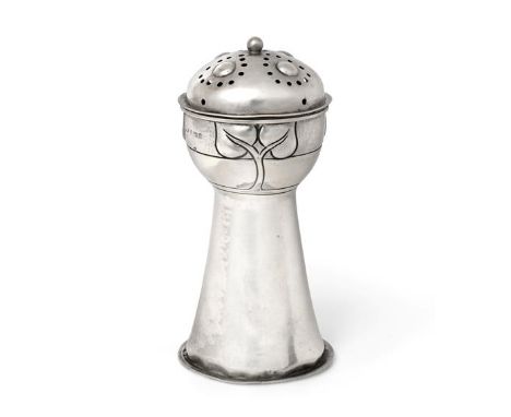 An Edward VII Silver Caster, by A. E. Jones, Birmingham, 1908, Retailed by Terry and Co., Manchester, tapering and with flowe