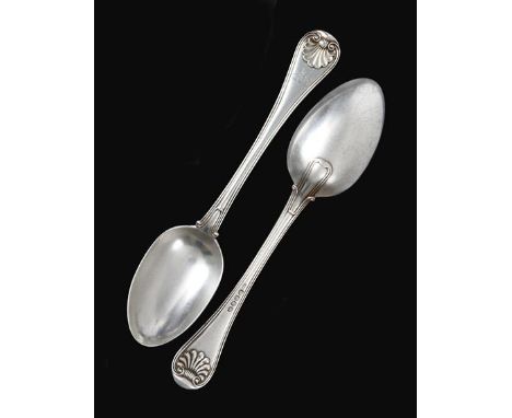 A Set of Four George III Silver Table-Spoons, by Paul Storr, London, 1817, Old English Military Thread and Shell pattern, eng