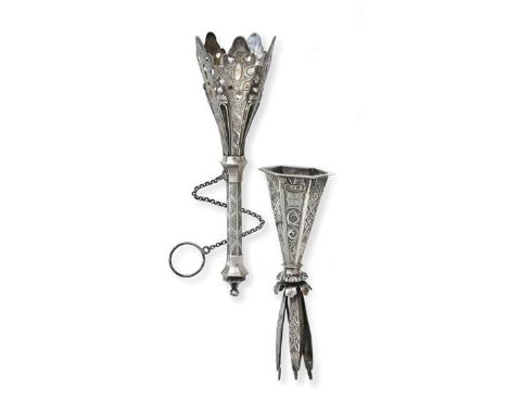 A Victorian Silver Posy-Holder and a Silvered Example, The First Maker's Mark Rubbed, Birmingham, 1864, The Second Apparently