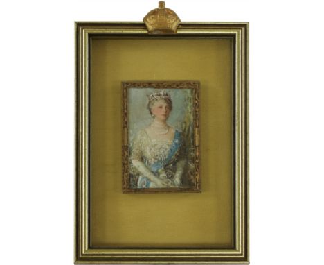 *Sir Walter Westley Russell RA (1867-1949) PORTRAIT OF QUEEN MARY, THREE-QUARTER LENGTH, IN CEREMONIAL DRESS Apparently signe