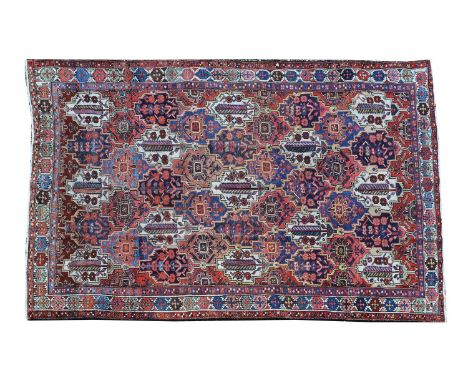 A Persian Bakhtiari carpet , early 20th century, the field with alternating floral and foliate motifs within geometric panels