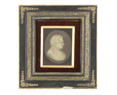 Richard Cockle Lucas (1800-1883), an oval wax portrait bust of The Right Honourable Lord Lyndhurst, dated 1857, image 20 x 14