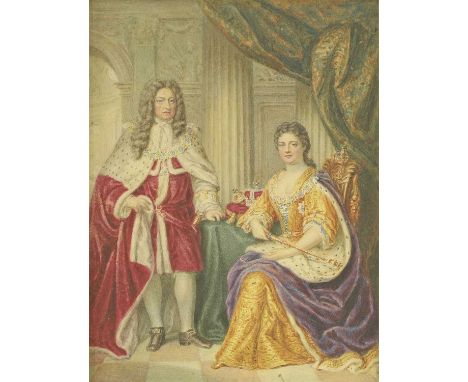 George Perfect Harding (1780-1853), after Charles Boit (1662-1727) PORTRAIT OF QUEEN ANNE AND PRINCE GEORGE OF DENMARK, FULL 