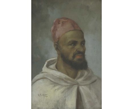 Hubert Herkomer (1849-1914) PORTRAIT OF A BEARDED MIDDLE EASTERN GENTLEMAN Signed and dated 1876 l.l., oil on board 30 x 20cm