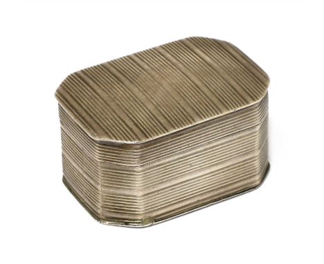 A George III silver nutmeg grater , by Matthew Linwood, Birmingham 1812, of canted rectangular form, with engine turned decor