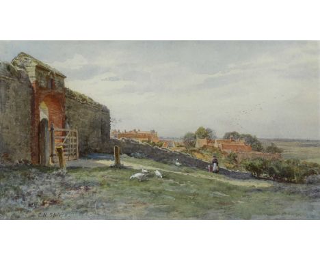 Charlotte Spiers (fl.1880-1914) A VIEW FROM THE OLD PRIOR GATE OVER THE MARSHES, BLAKENEY, NORFOLK Signed l.l., watercolour h