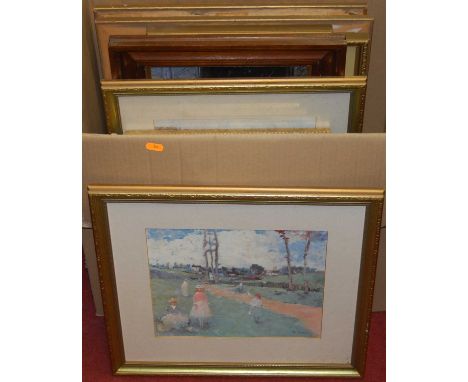 Assorted pictures and prints, to include Joan Cawley - pastel, Stephen Binks - Bury St Edmunds signal box, Oriental studies t