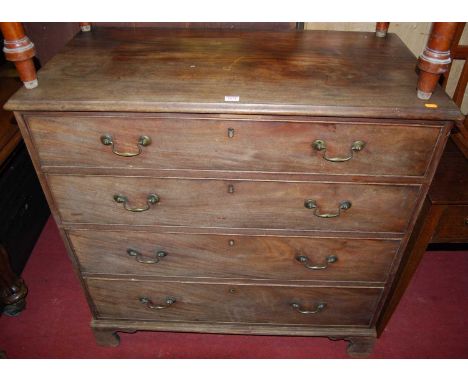 A George III faded mahogany chest of four long drawers, upon bracket feet, w.104.5cm