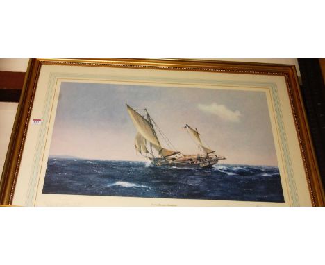 L. Bagley - Joshua Slocum - Adventurer, lithograph, signed in pencil to the margin, 47 x 75cm